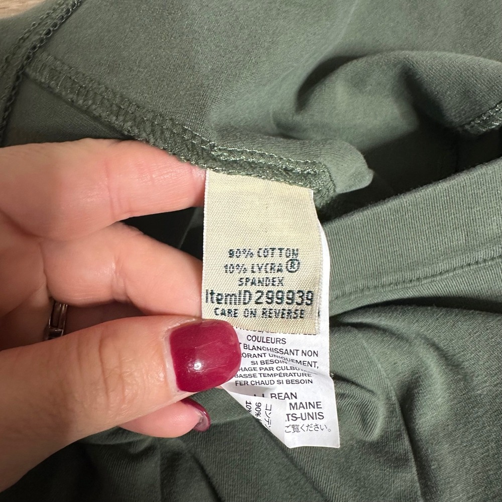 LL Bean Knit Pants Womens M Petite Green Cotton Spandex Cropped Pockets Pull On - Picture 4 of 11